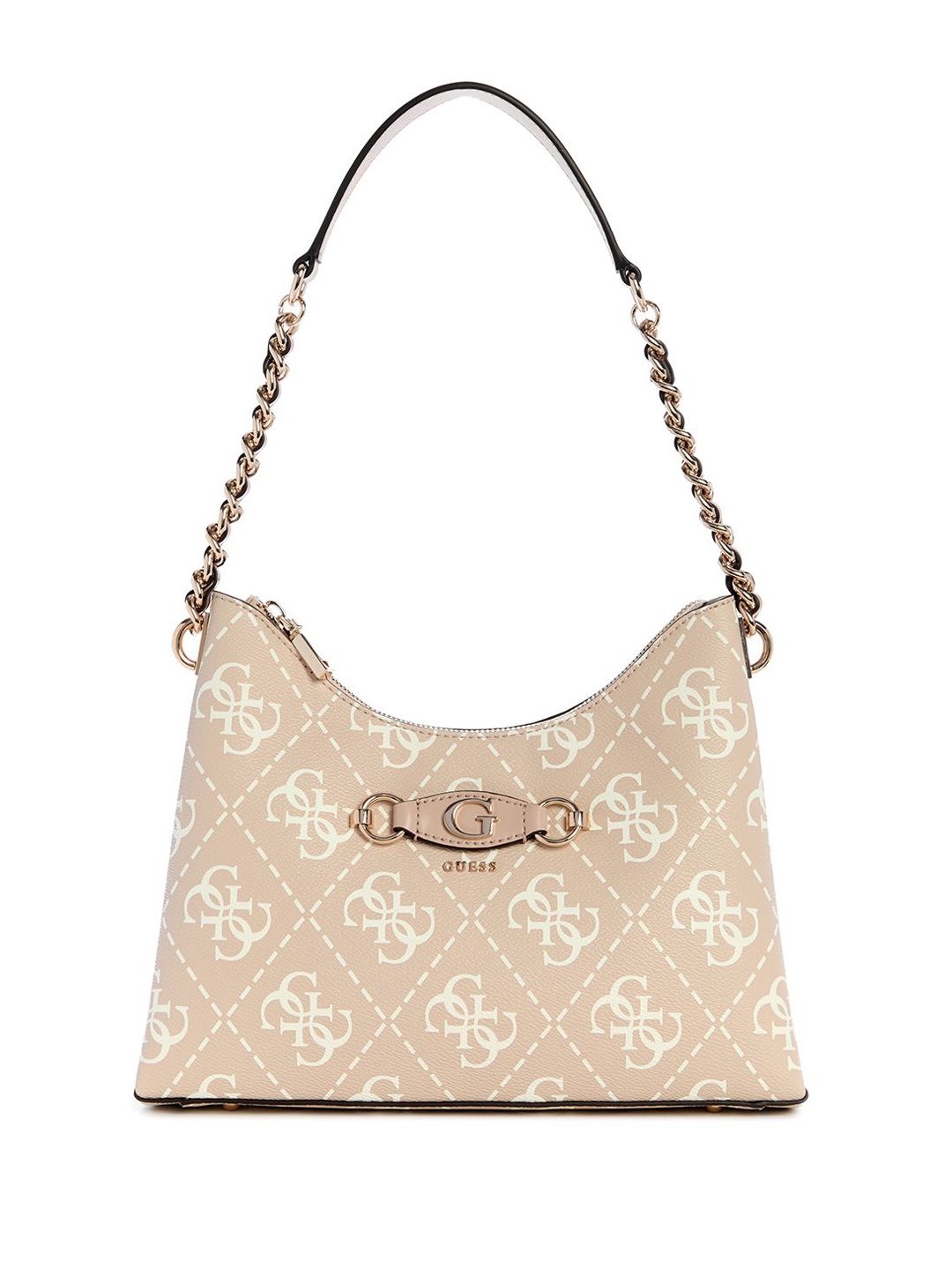 

GUESS Printed PU Bucket Shoulder Bag with Tasselled, Beige