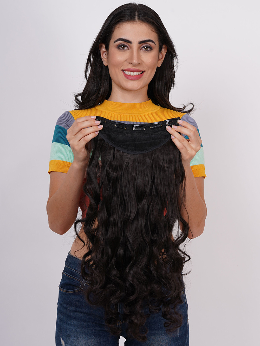 

vister Clip-In Wavy Hair Extension - Black - 20 Inch