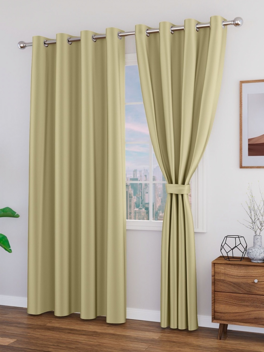 

Myntra Elegant Homes Meh Collection Beige 2 Pieces Black Out Window Curtain