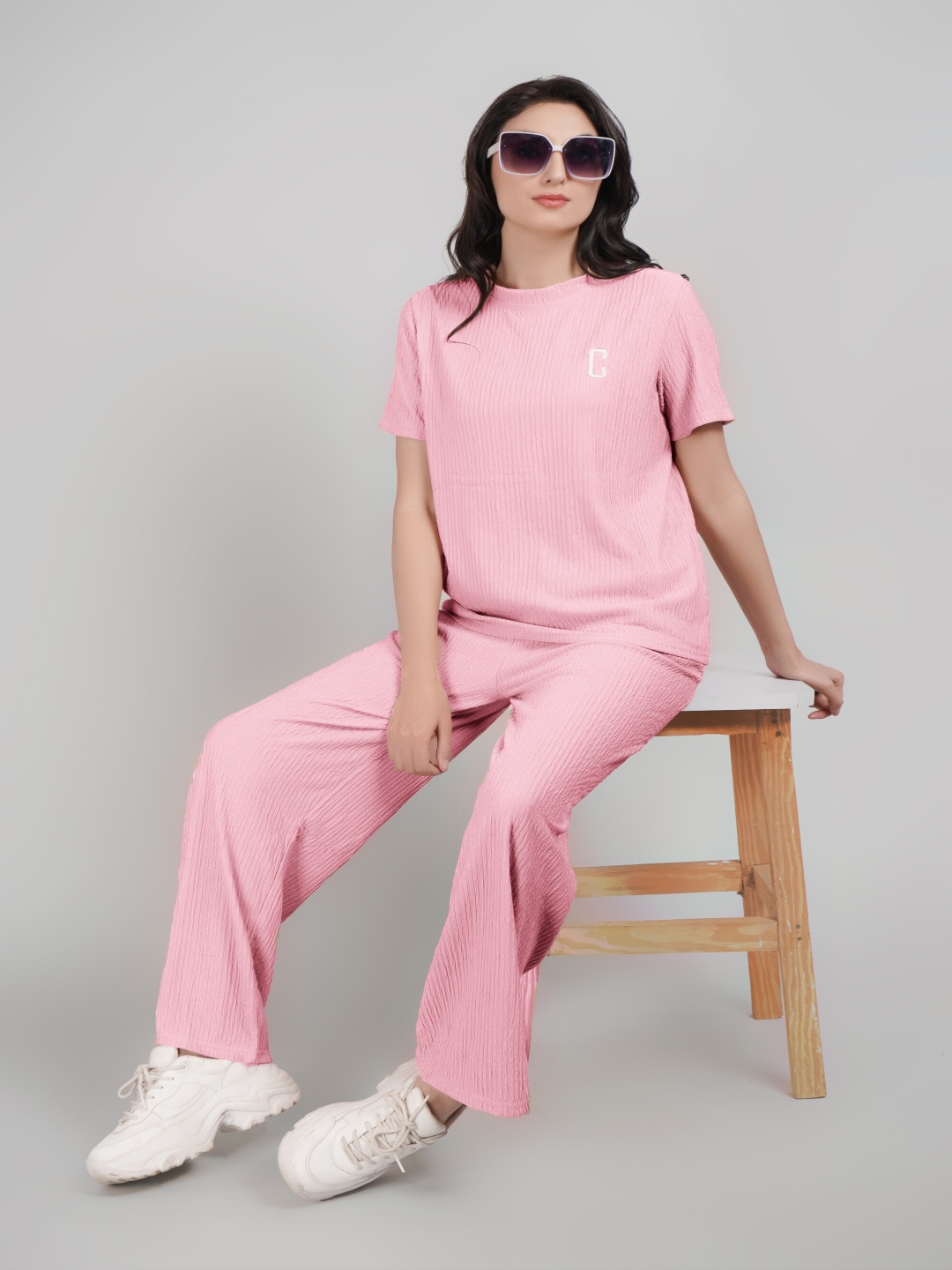 

Lugo Round Neck Top And Palazzo, Peach