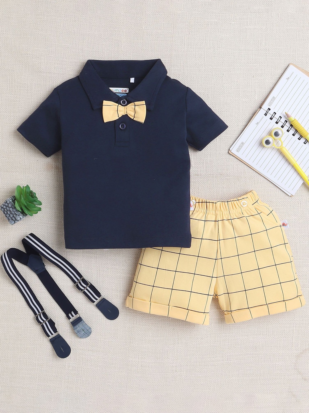 

BUMZEE Boys Pure Cotton T-shirt With Shorts, Navy blue