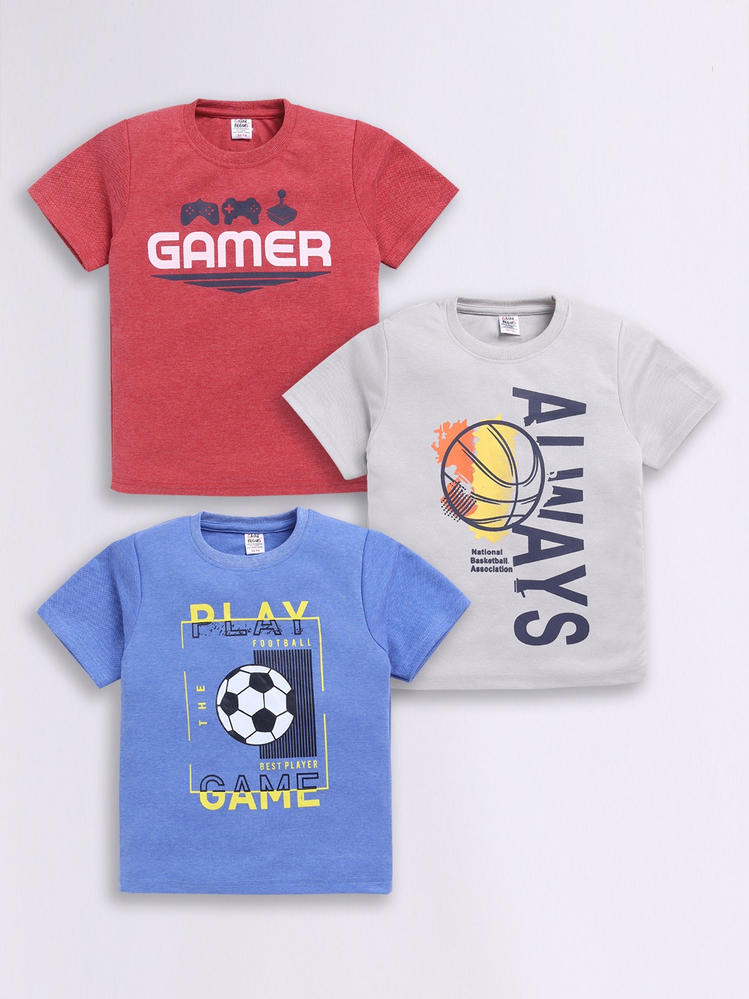 

Here&Now X Game Begins Boys Assorted Pack Of 3 Typography Printed T-shirts