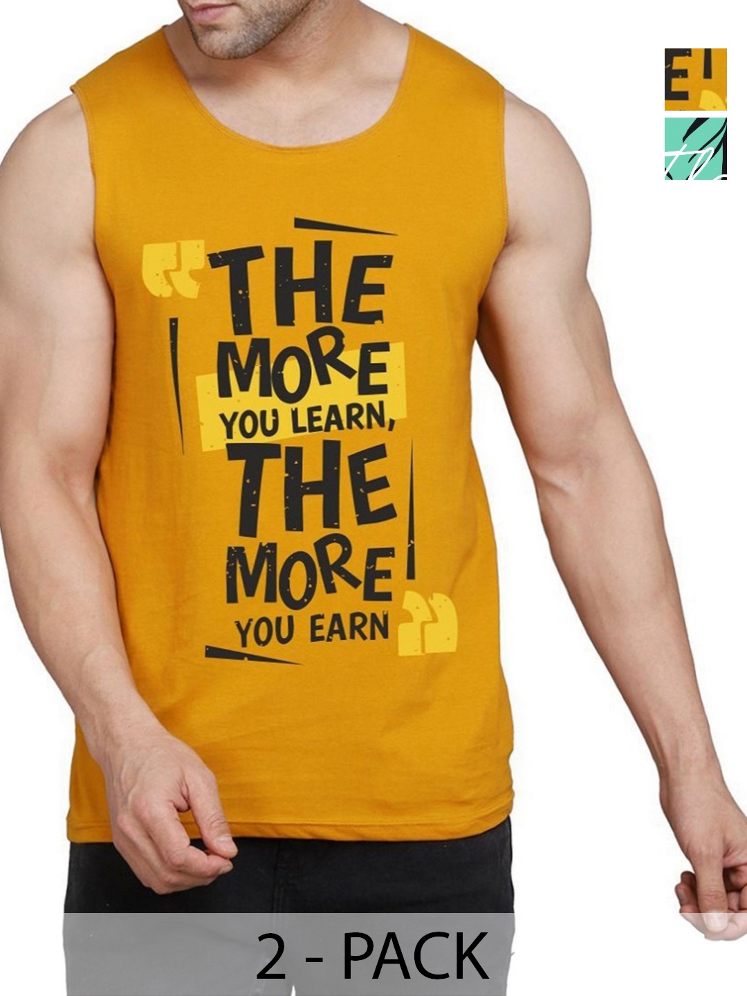 

WOOSTRO Men Pack Of 2 Typography Printed Round Neck Cotton Slim Fit T-shirts, Black