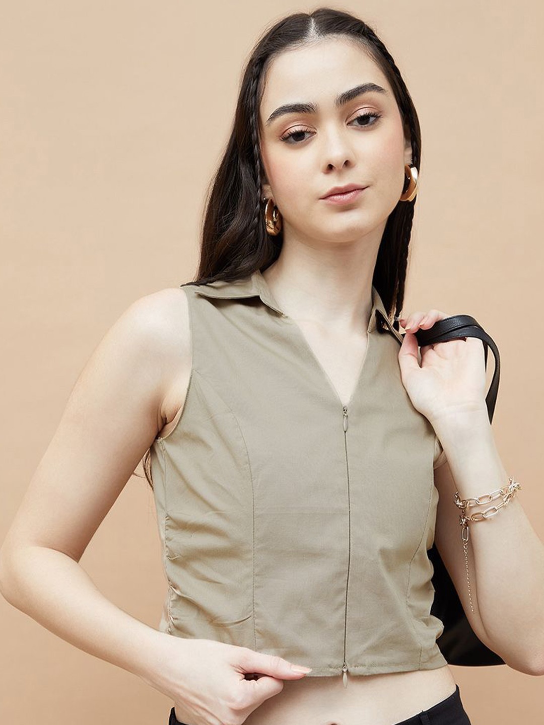 

Ginger by Lifestyle Cotton Shirt Style Top, Beige