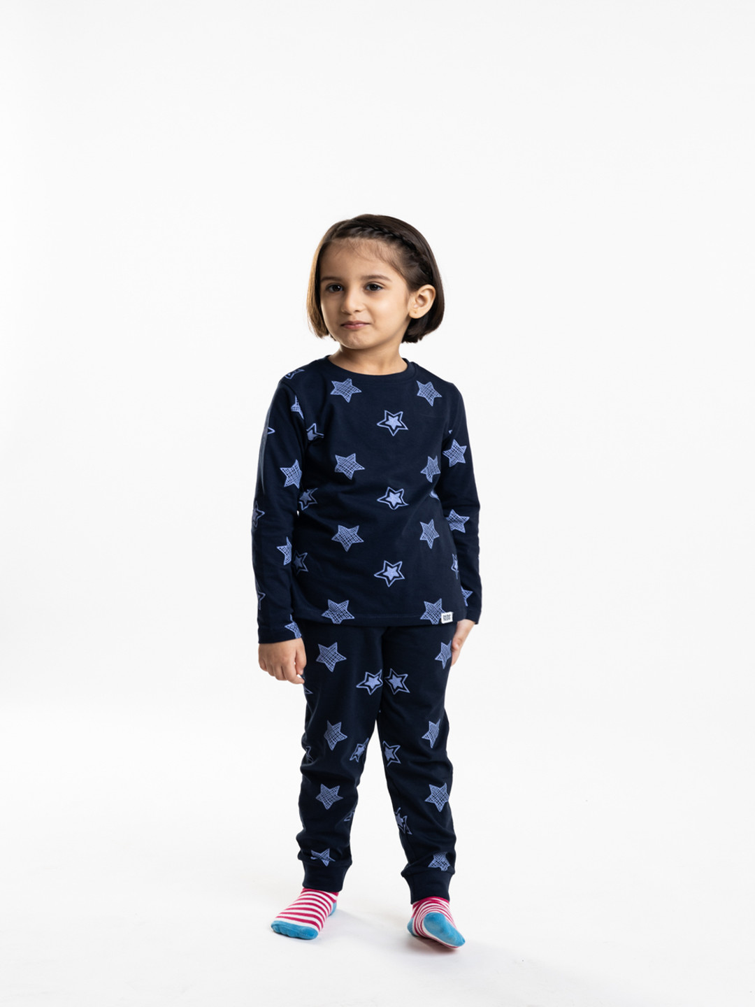 

Reedoo Kids Shining Stars Printed Pure Cotton Sweatshirt With Joggers, Navy blue