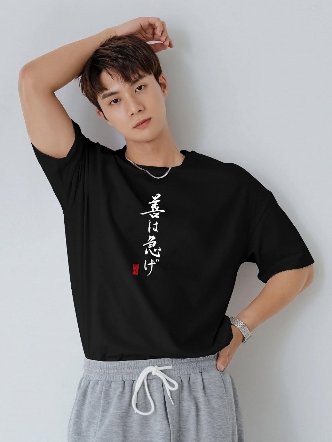 

JUMPCUTS Men Naruto Graphic Printed Round Neck Cotton T-shirt, Black