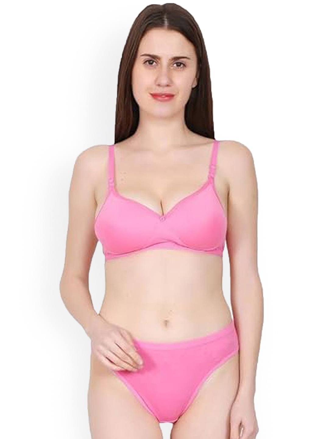 

chia fashions Women Cotton Full Coverage Padded Cups Lingerie Set, Pink