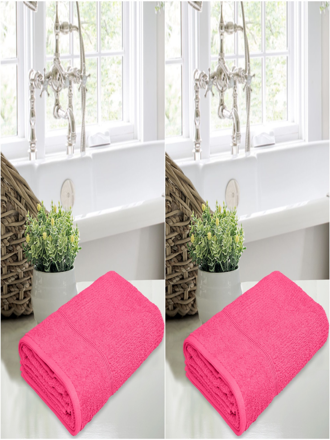 

LERELIABLE Luxury Pink 2 Pieces Cotton 400 GSM Bath Towels