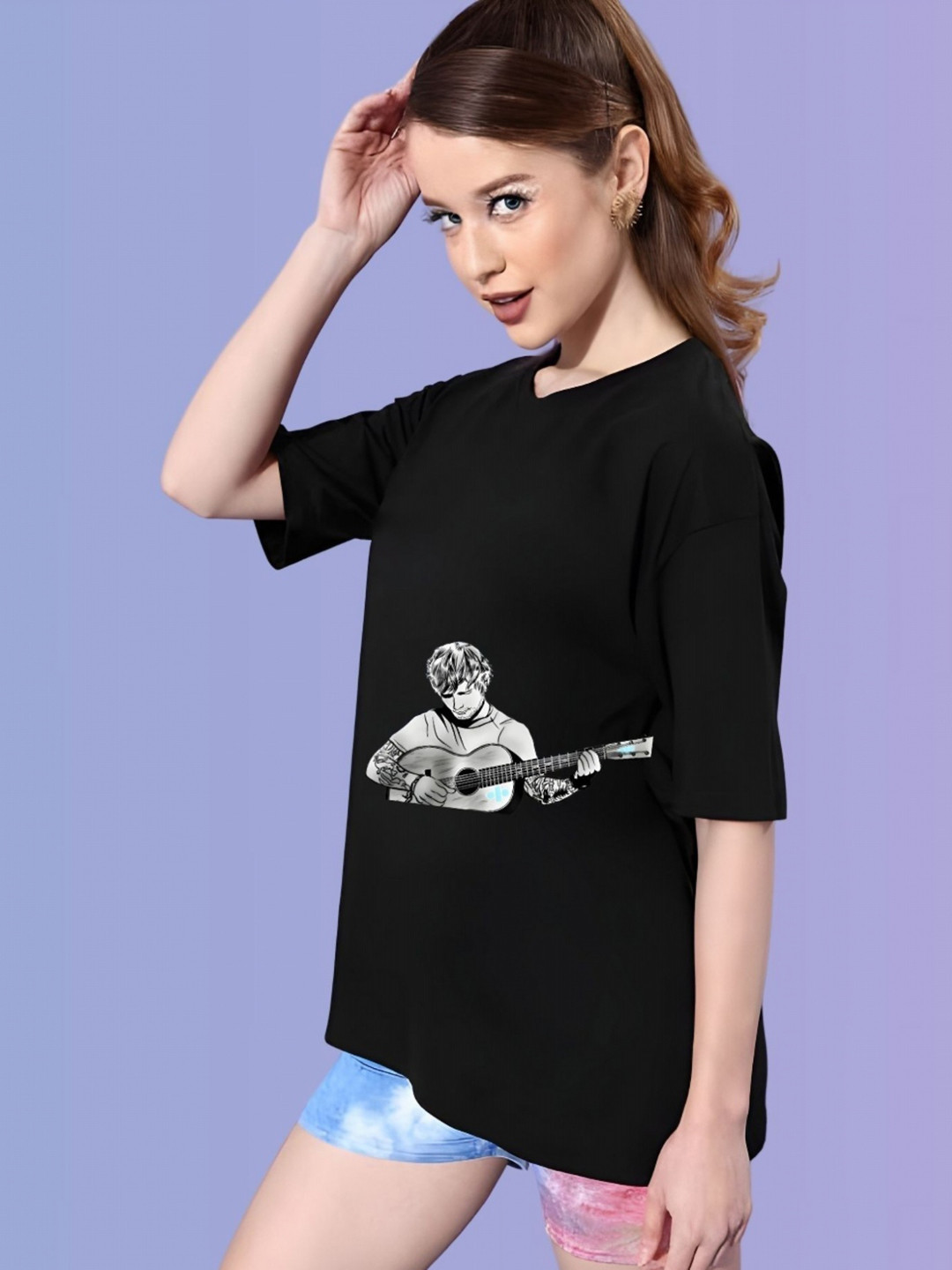 

TRENDSATTIRE Women Ed Sheeran Fan Tshirt, Black