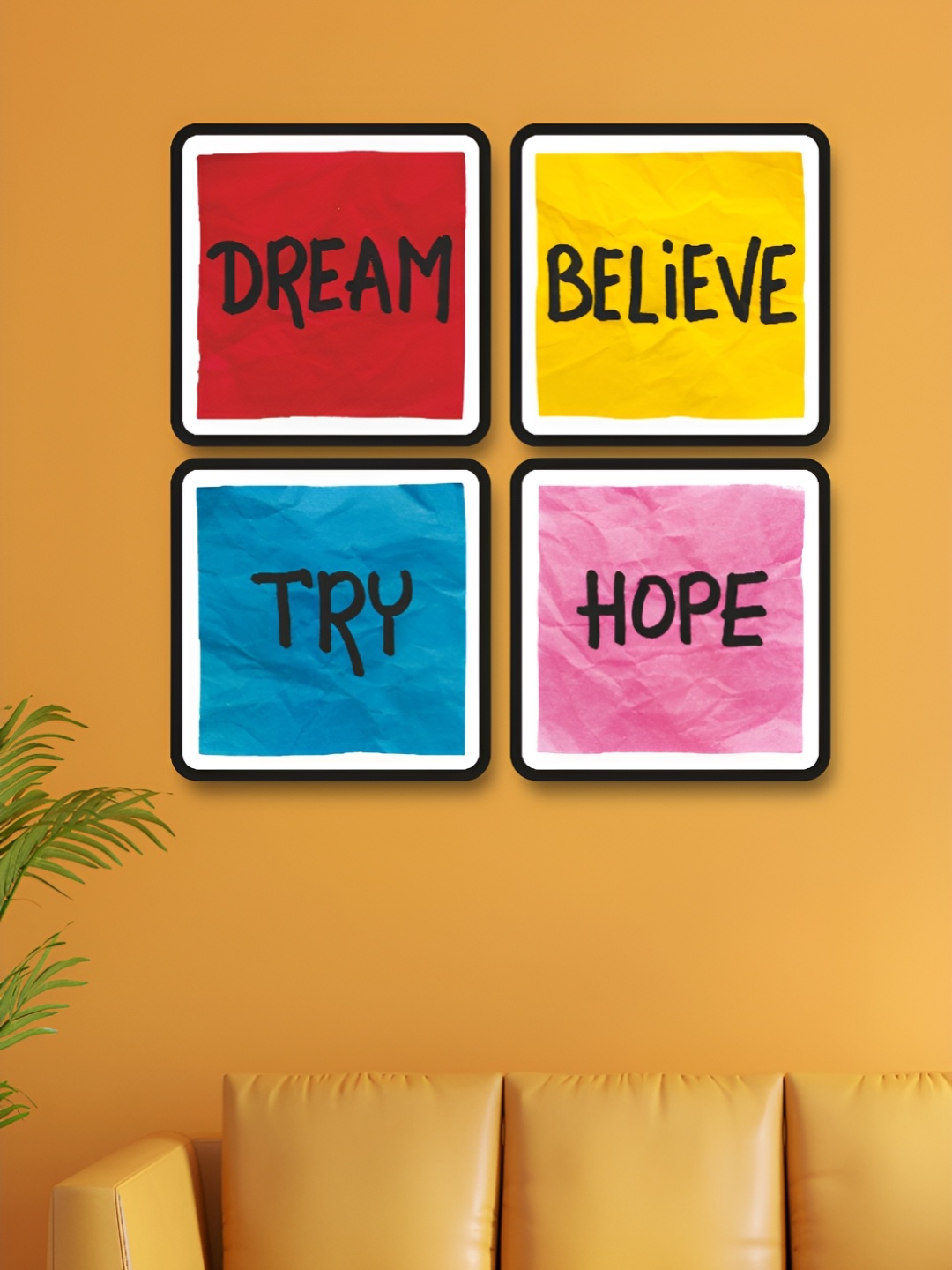 

Myntra Elegant Homes Yellow & Blue 4 Piece Wood Other Wall Paintings