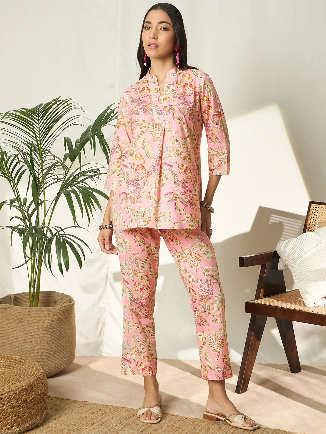 

BANDIA Women Printed Tunic with Trousers, Pink