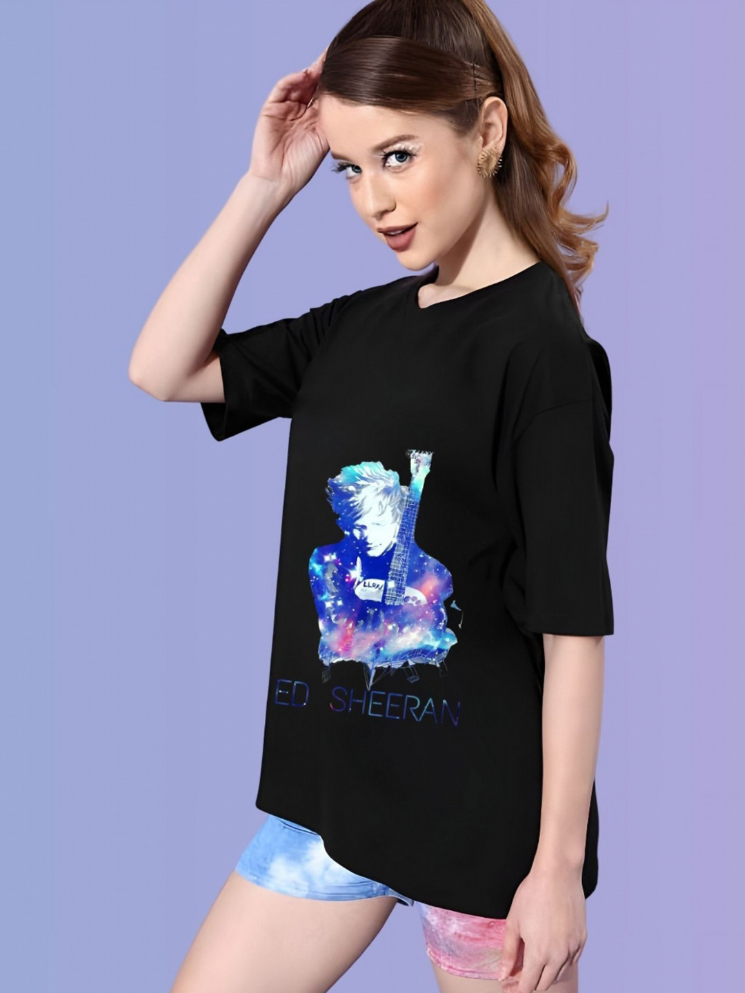 

TRENDSATTIRE Women Ed Sheeran Fan Tshirt, Black