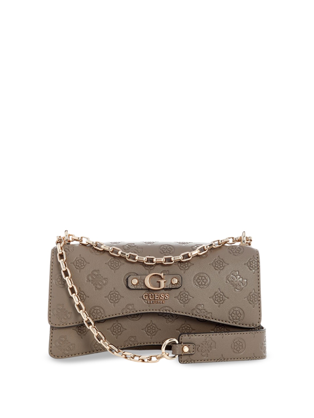 

GUESS Printed PU Structured Shoulder Bag, Taupe