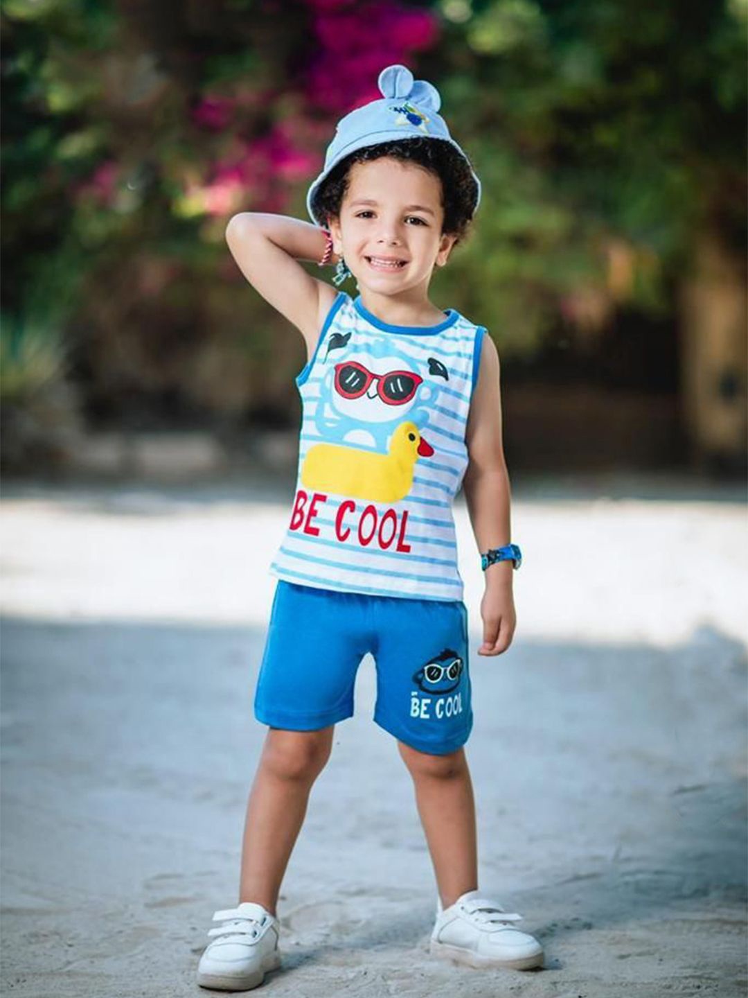 

Bold N Elegant Unisex Kids Printed T-shirt with Shorts, Blue