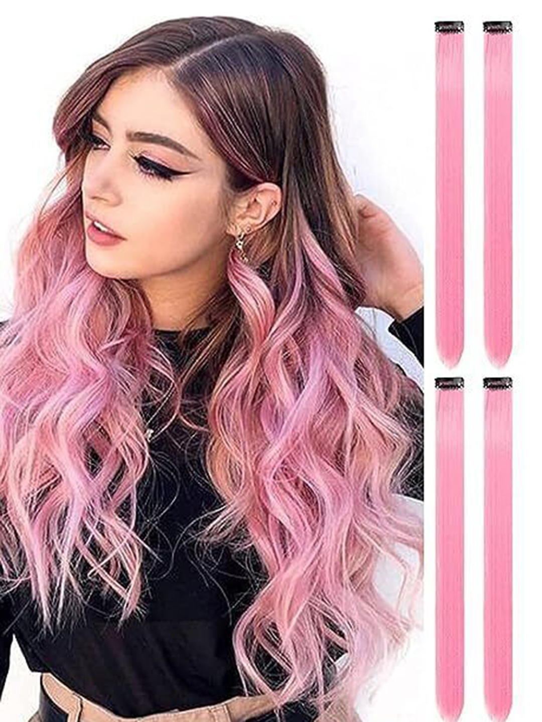 

vister Wavy Tape-In Hair Extension - 22 Inch - Pink Streak