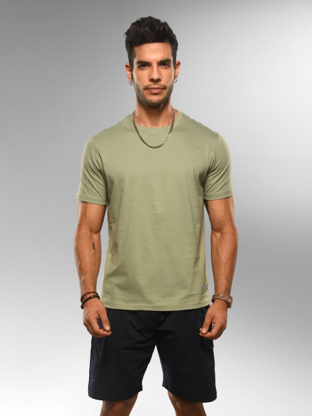 

Supa Men Solid Round Neck Cotton T-shirt, Olive