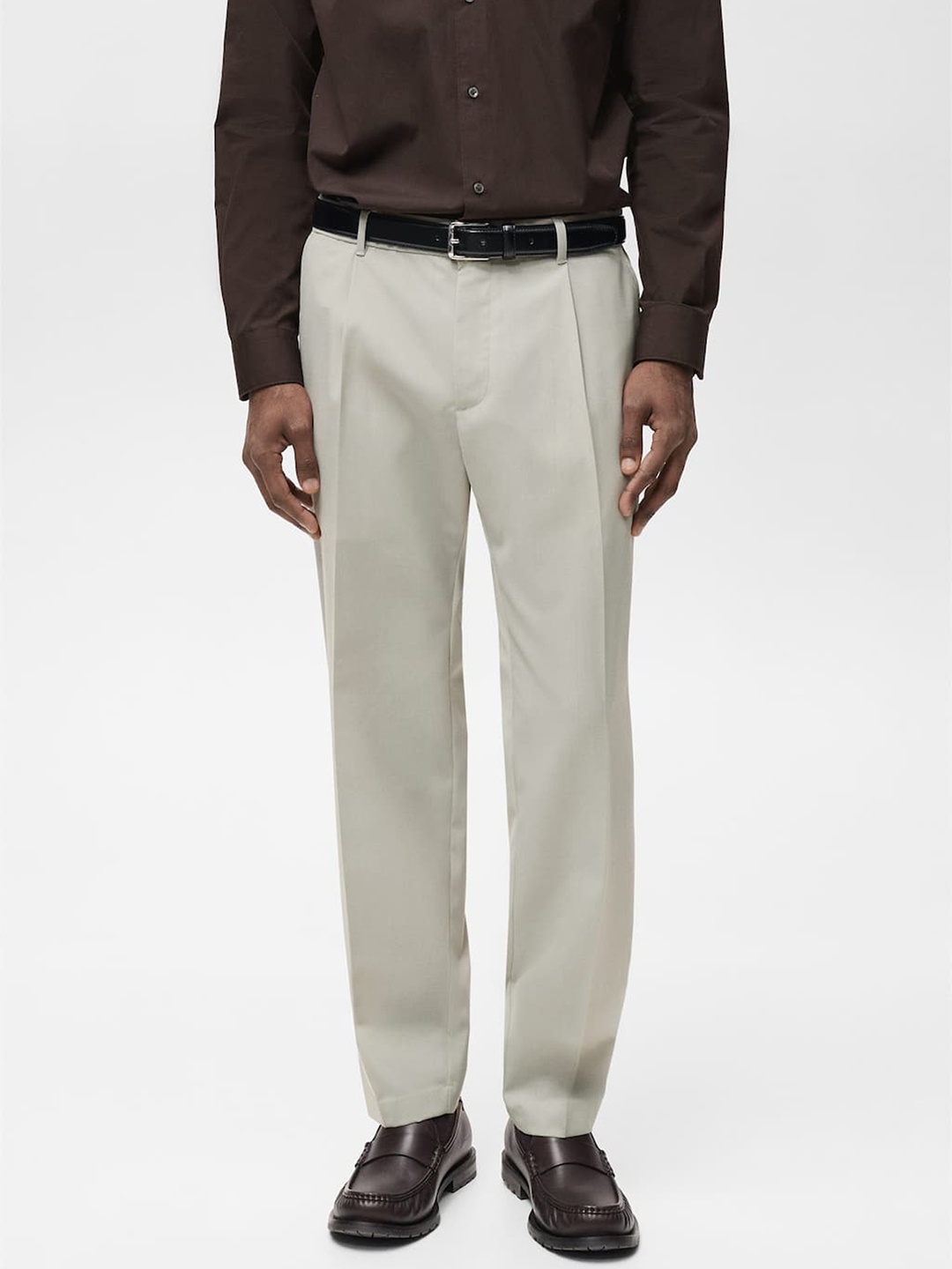 

MANGO MAN Slim Fit Pleated Trousers, Grey