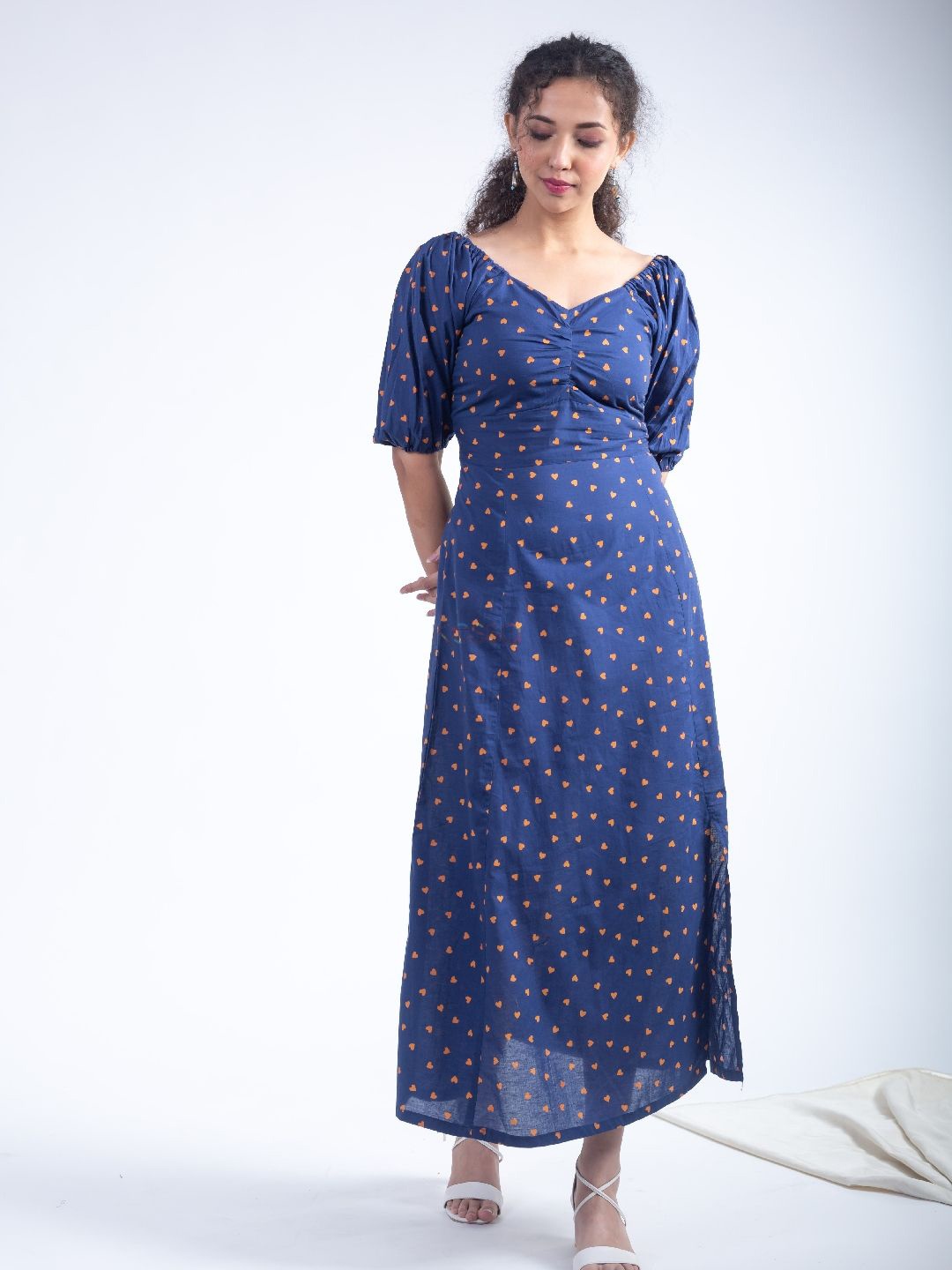 

KUSVAA Print A-Line Maxi Dress, Blue