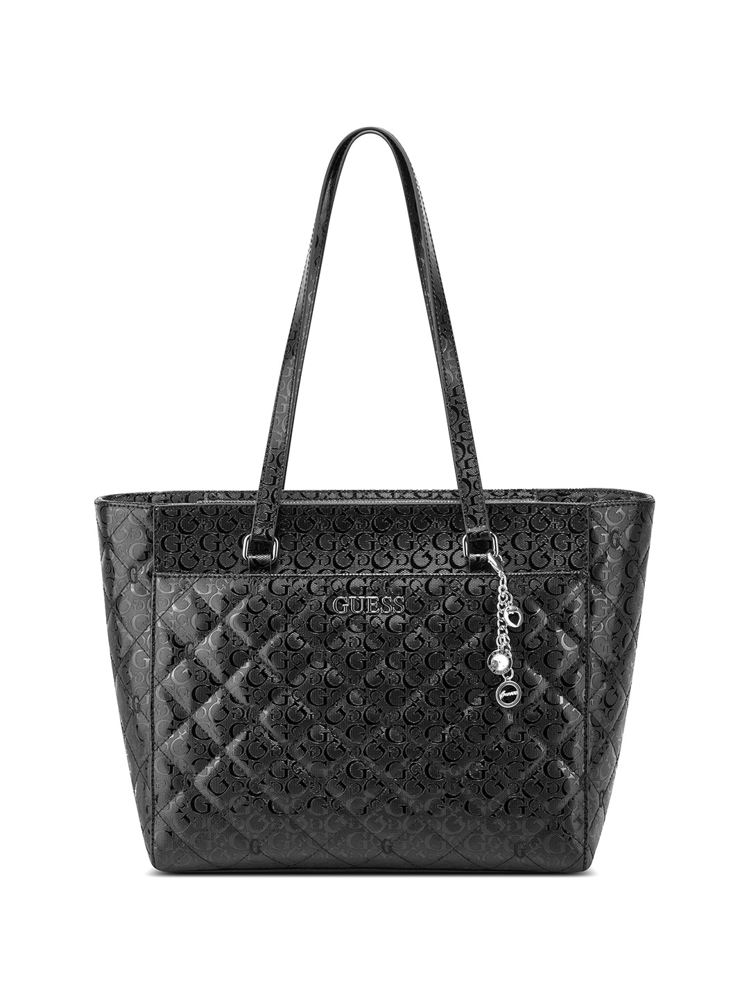 

GUESS Textured Structured Tote Bag with Quilted, Black