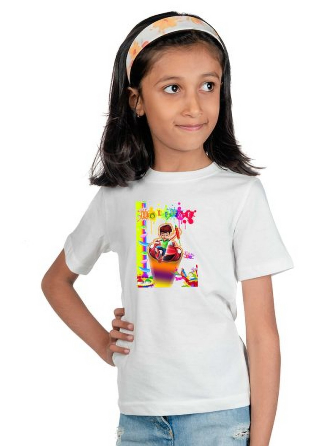 

Chombooka Girls Graphic Printed Round Neck T-shirt, White