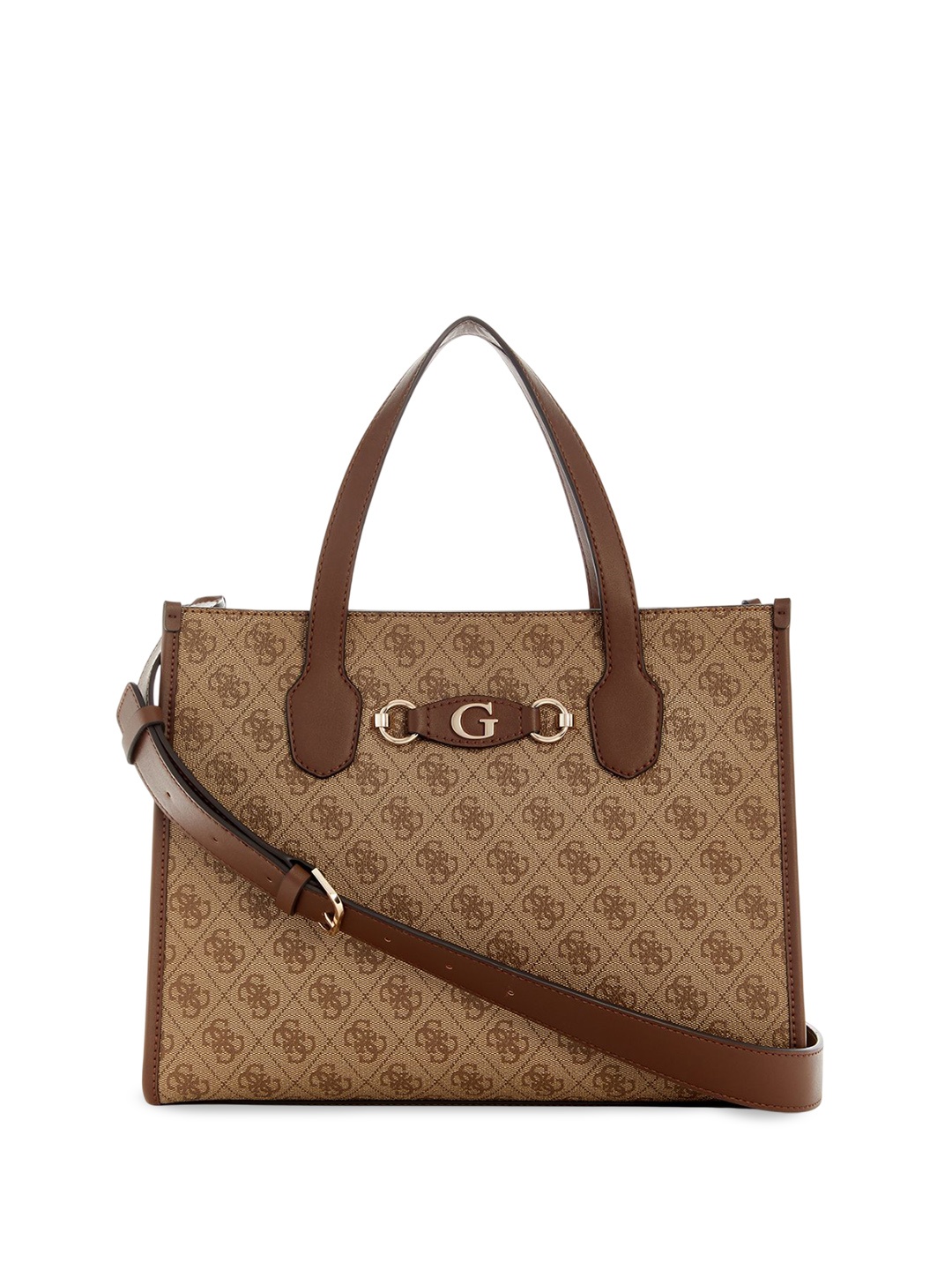 

GUESS Printed PU Structured Shoulder Bag with Bow Detail, Brown