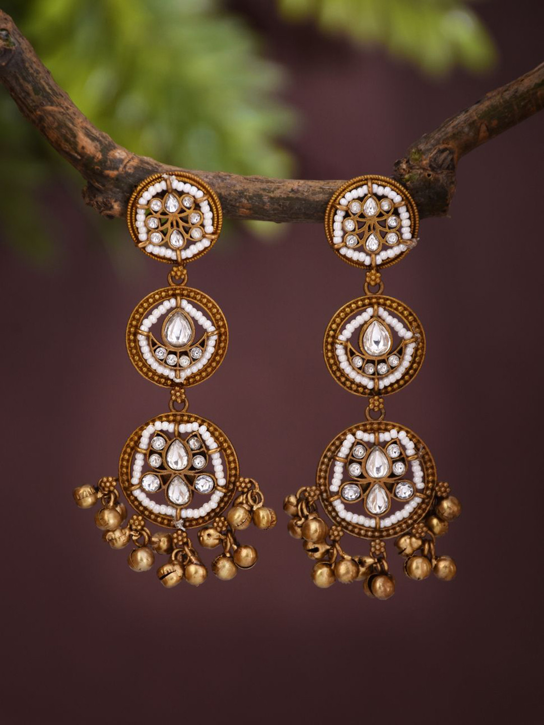 

Anvik Artificial Beaded Contemporary Shaped Drop Earrings, Gold