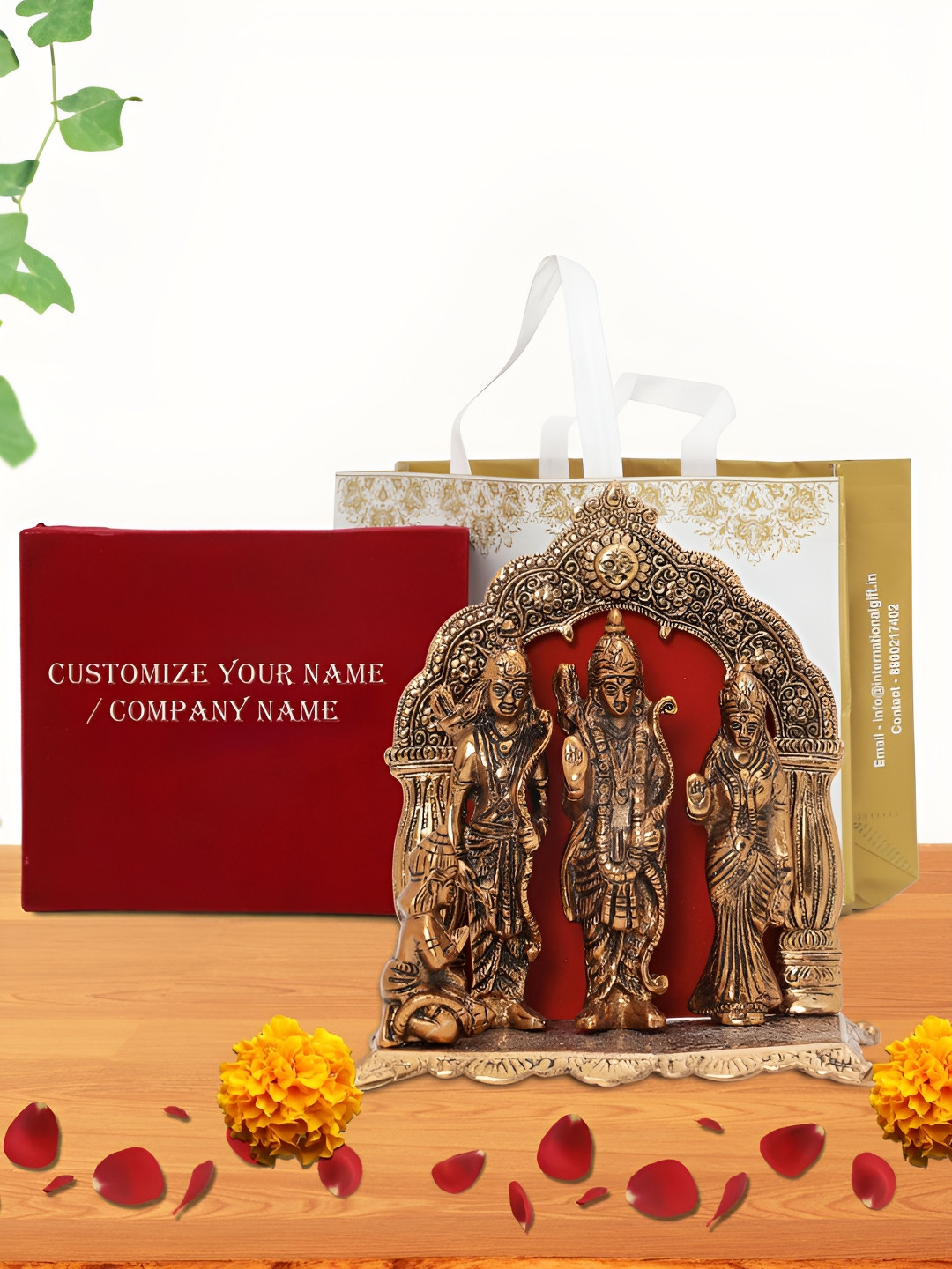 

INTERNATIONAL GIFT Brown Ram Darbar Hanuman Sita Laxman Religious Idol Showpiece