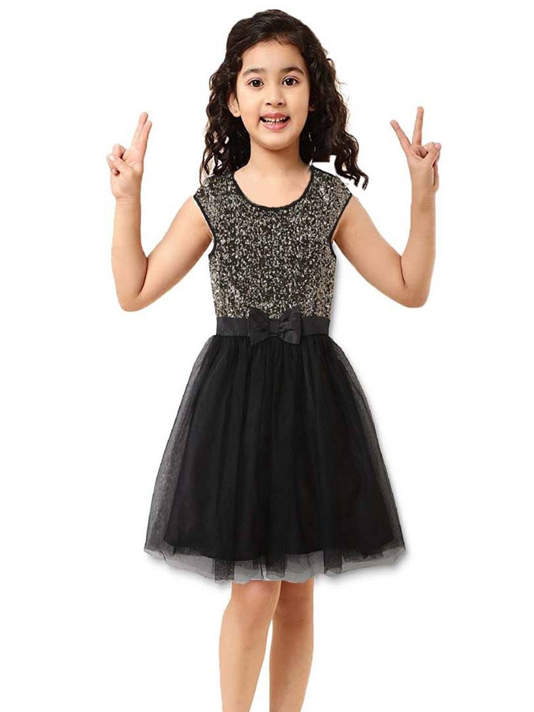 

Wow Princess Cape Sleeve Net A-Line Dress, Black