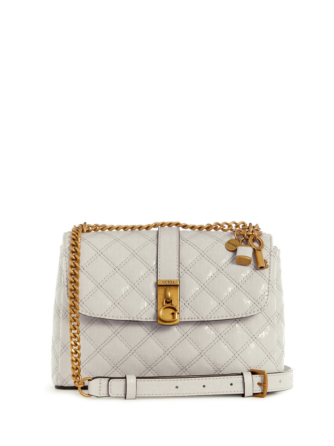

GUESS Textured PU Structured Shoulder Bag with Quilted, Grey