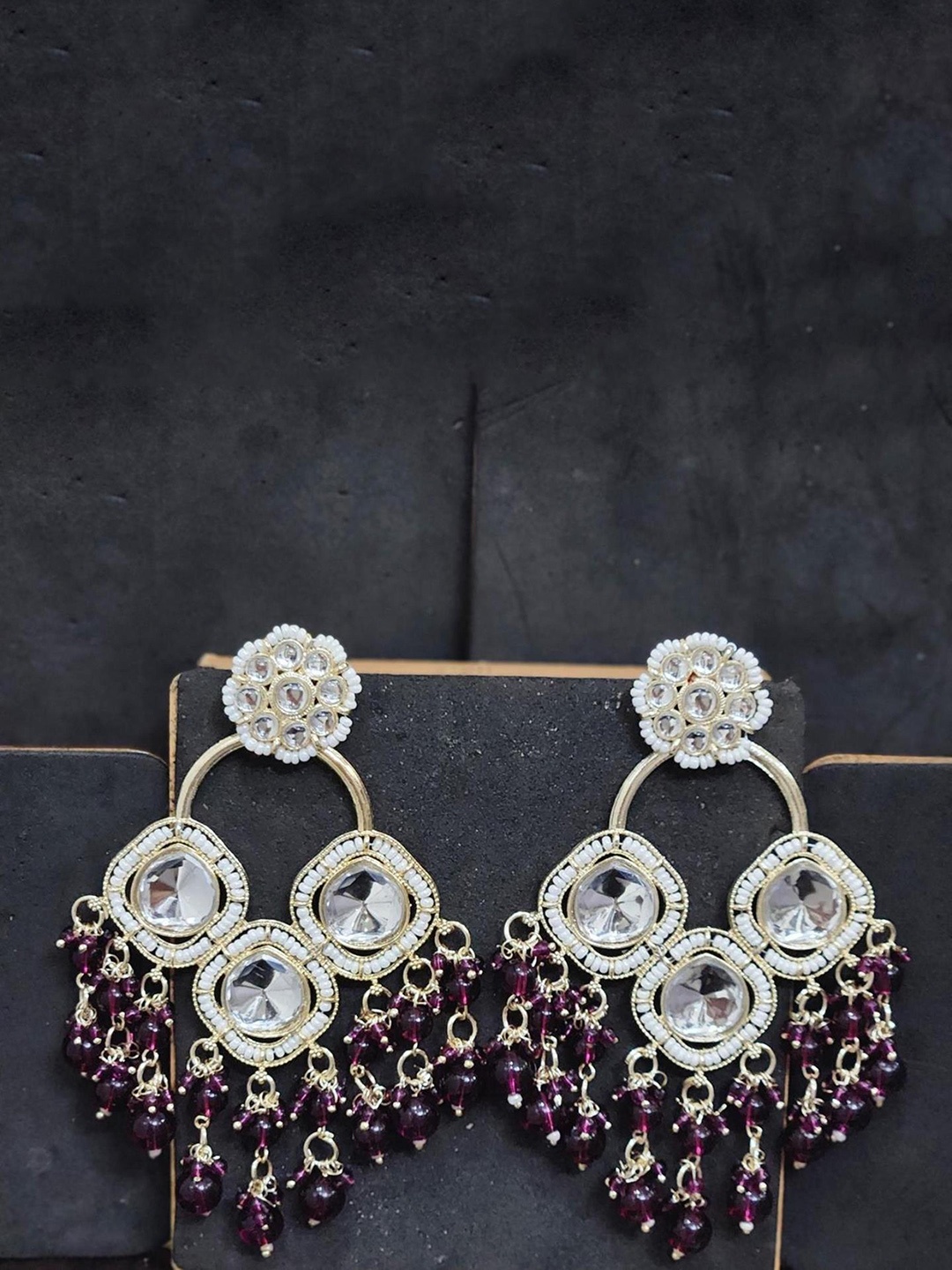 

TANLOOMS Floral Chandbalis Earrings, Purple