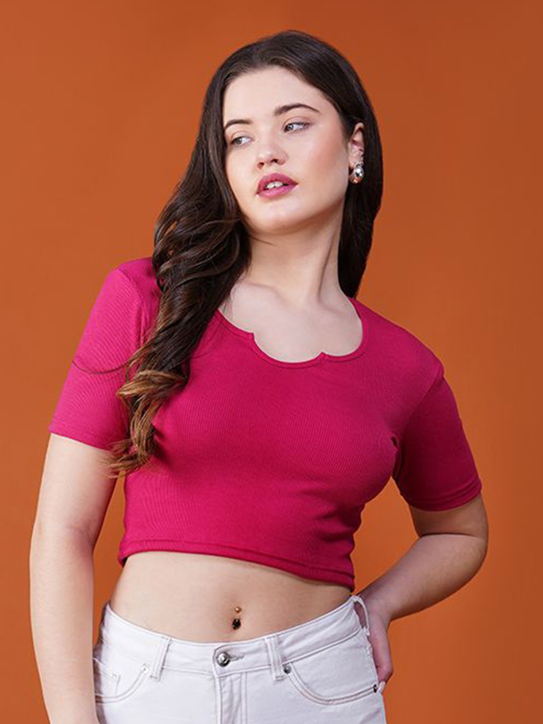 

Lagashi Women Scoop Neck Tank Crop Top, Pink