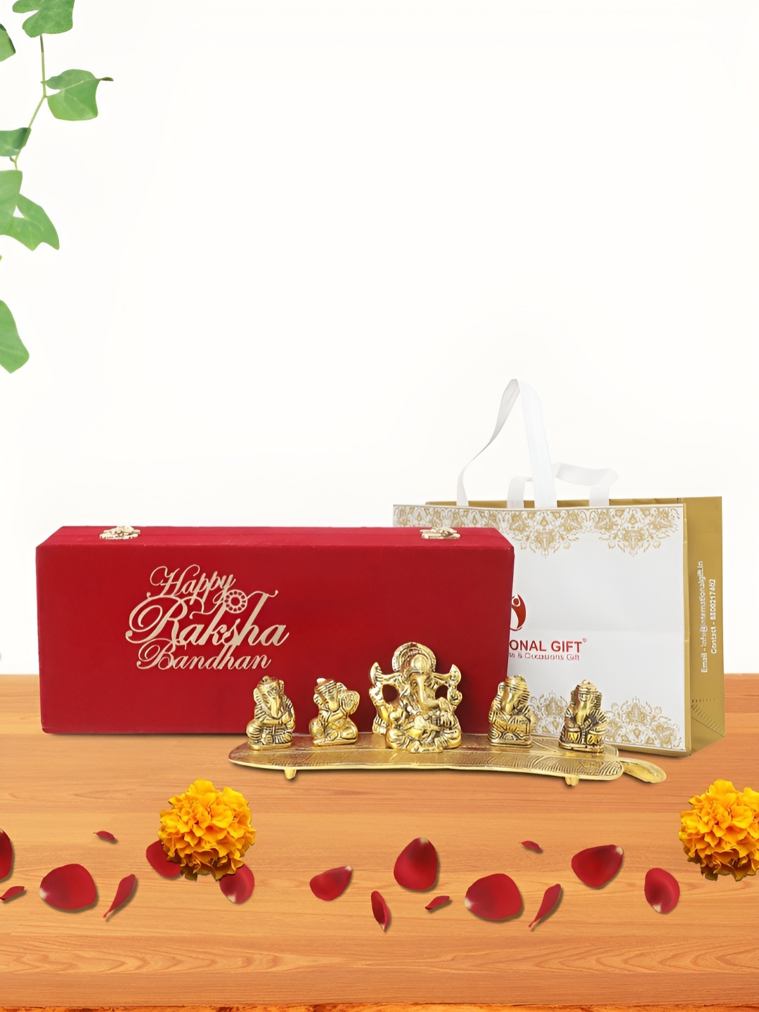 

INTERNATIONAL GIFT Gold-Toned Musical Ganesh Religious Idol Showpiece