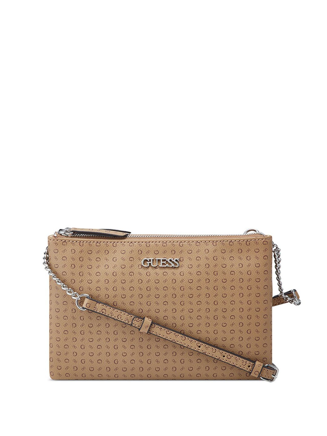 

GUESS Printed Swagger Shoulder Bag with Cut Work, Brown