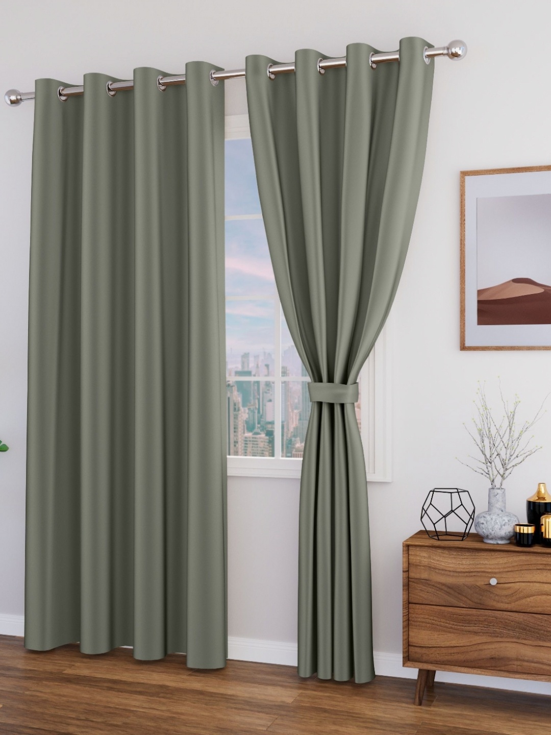 

Myntra Elegant Homes Grey 2 Pieces Black Out Window Curtain