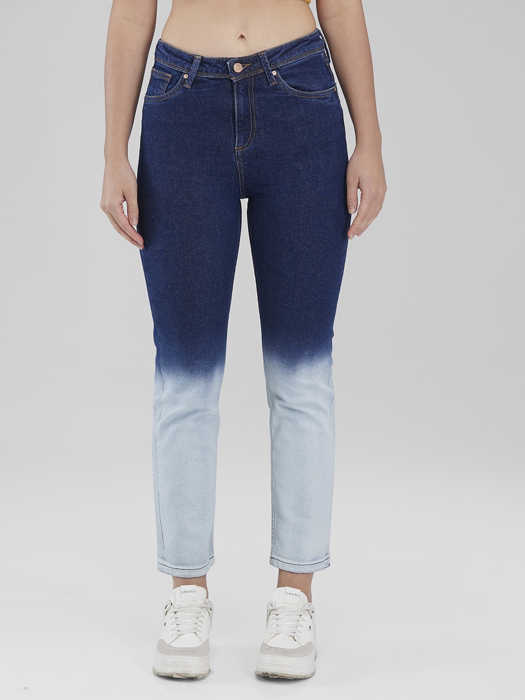 

IZEL Women Slim Fit Ombre Heavy Fade Jeans, Navy blue
