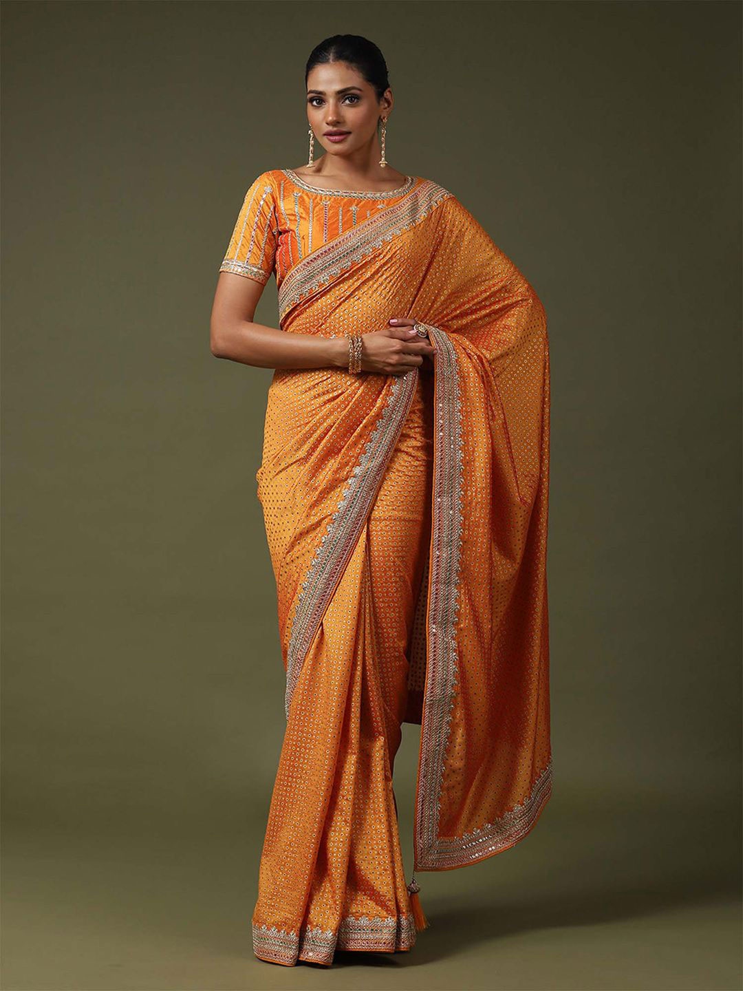 

Saree mall Printed Belted Saree, Mustard