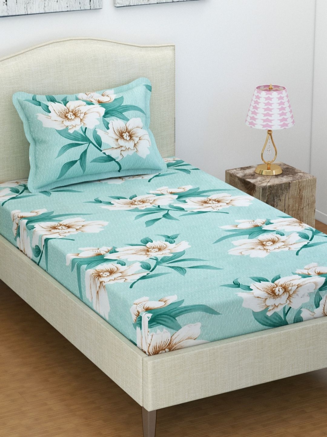 

bsb home Prime Collection Blue 144 TC Microfiber Single Bedsheet Set 2.28cm x 1.52cm