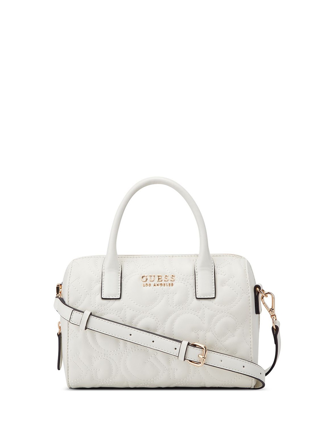 

GUESS Textured PU Bowling Satchel, Off white