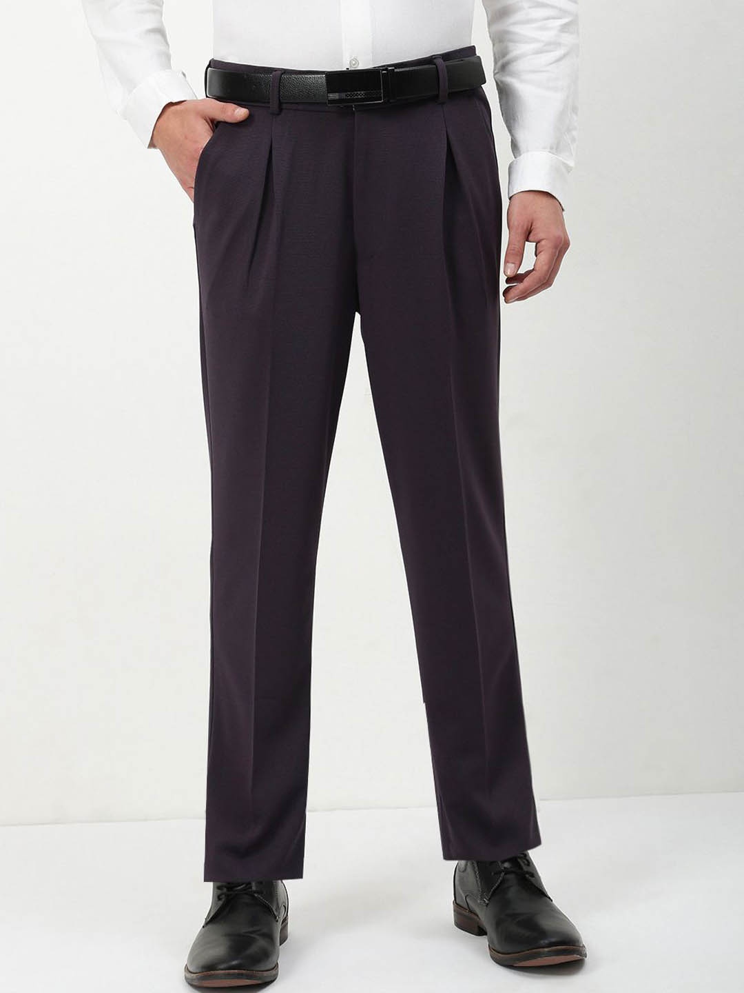 

SHOWOFF Men Comfort Regular Fit Mid-Rise Pleated Formal Trouser, Grey