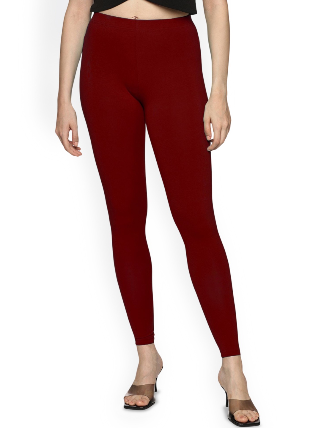 

Coppersmith Women Ankle Length Breathable Leggings, Red