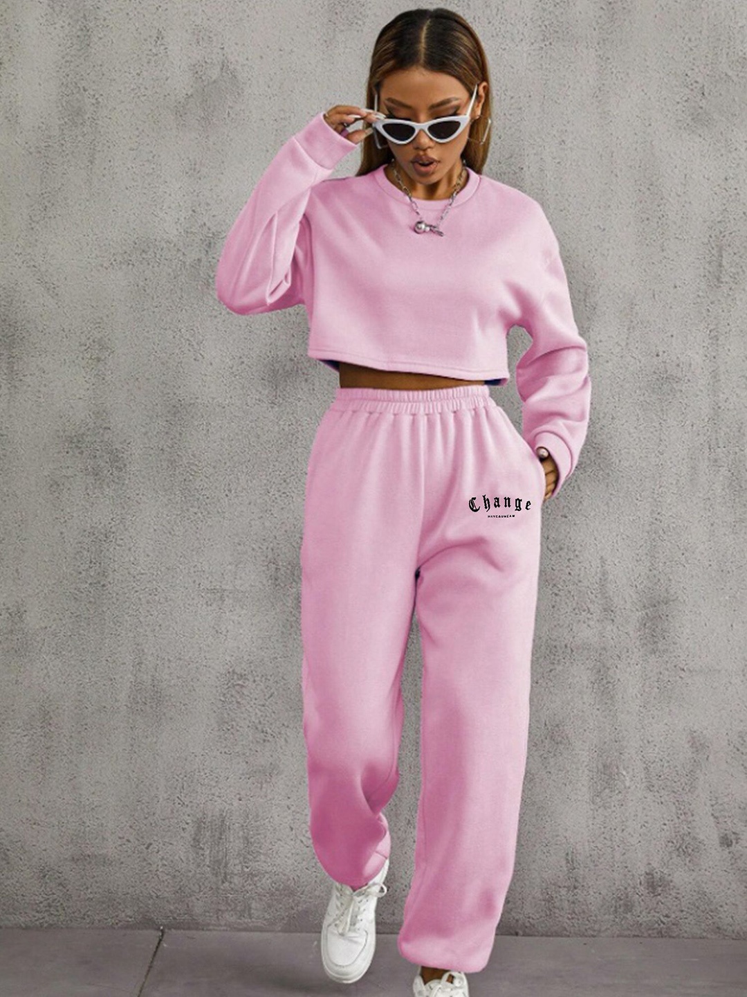 

SAAHASAM Women Printed Relaxed Loose Fit Joggers Trousers, Pink