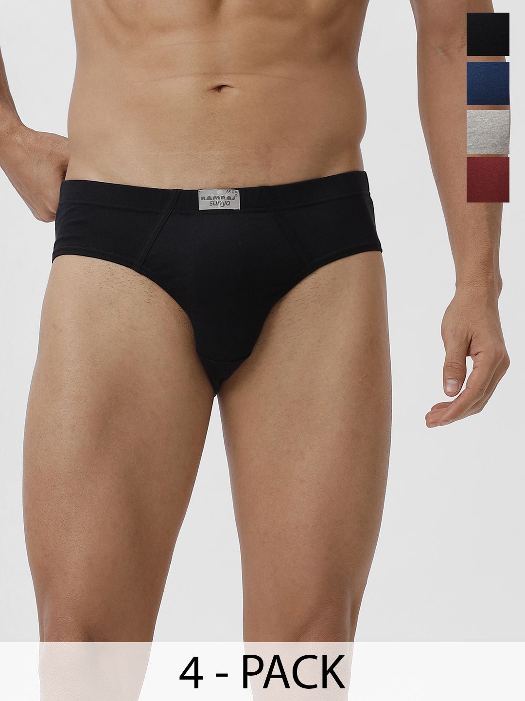 

Ramraj Men Pack of 4 100% Soft Combed Fine Jersey Briefs SURYIE_BLCYBKGM-4P, Red