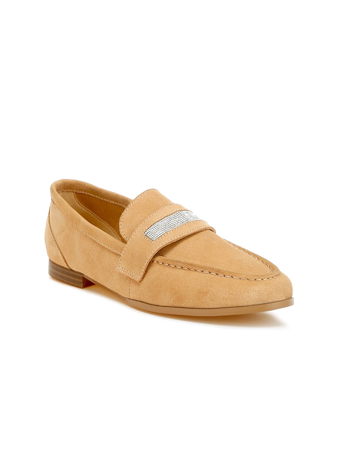 

RAG & CO Women Velvet Round Toe Loafers, Beige