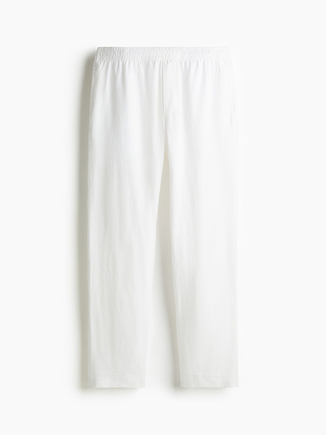 

H&M Men Regular Fit Linen Trousers, White