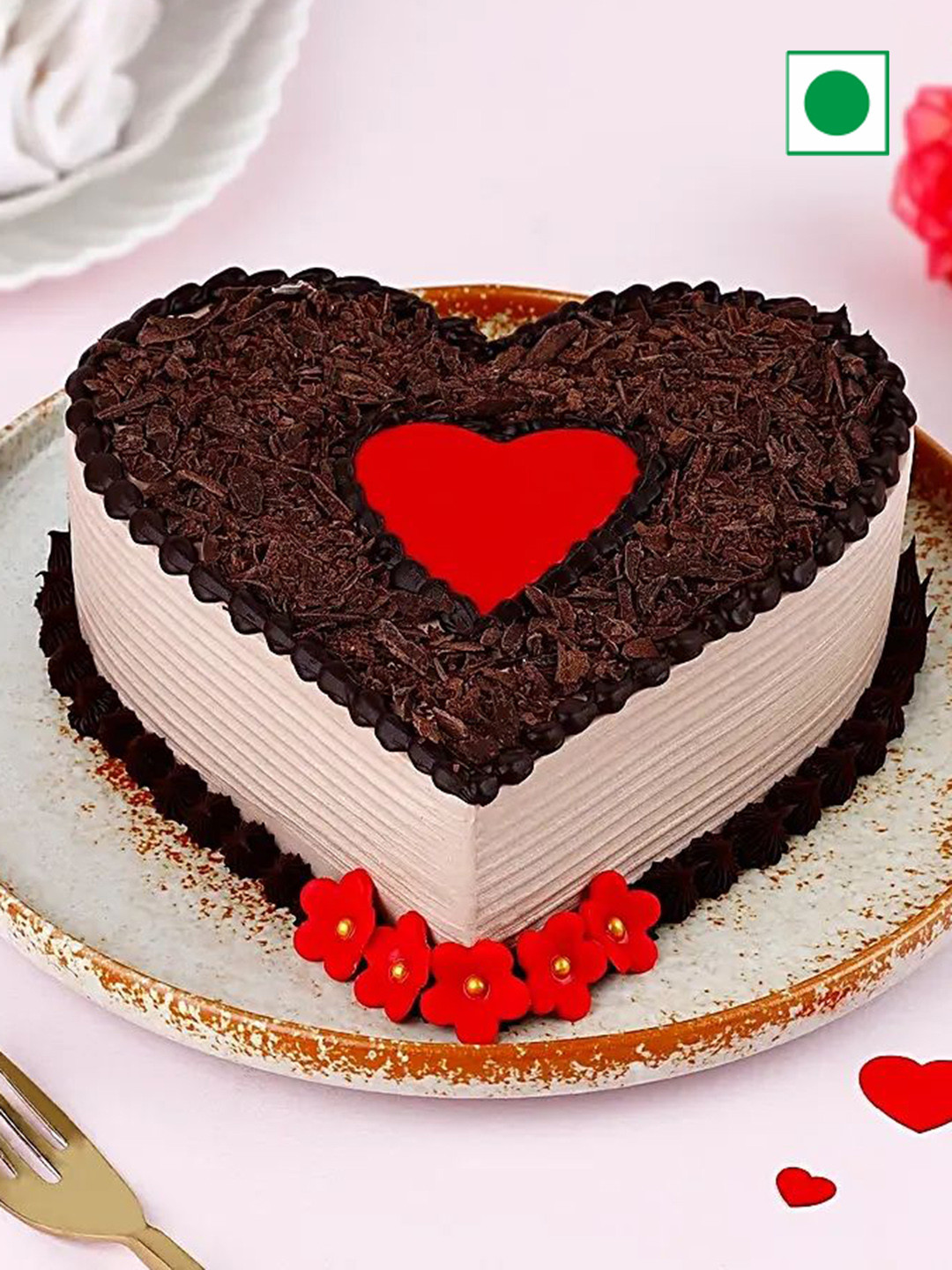 

fnp Choco Flavor Eggless Heart Cake2Kg, Brown