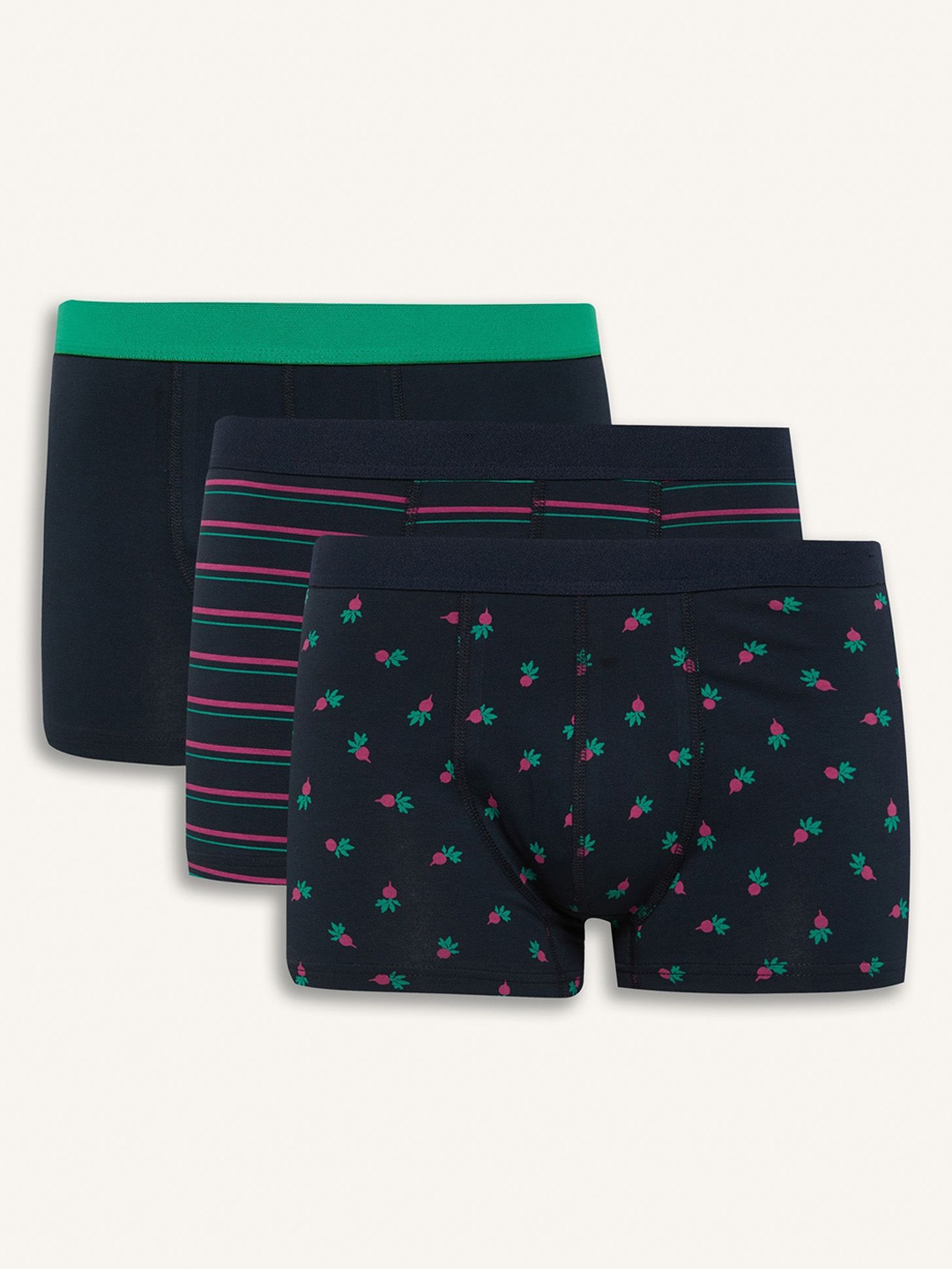 

Koton Men Pack 3 Short Printed Trunk, Navy blue