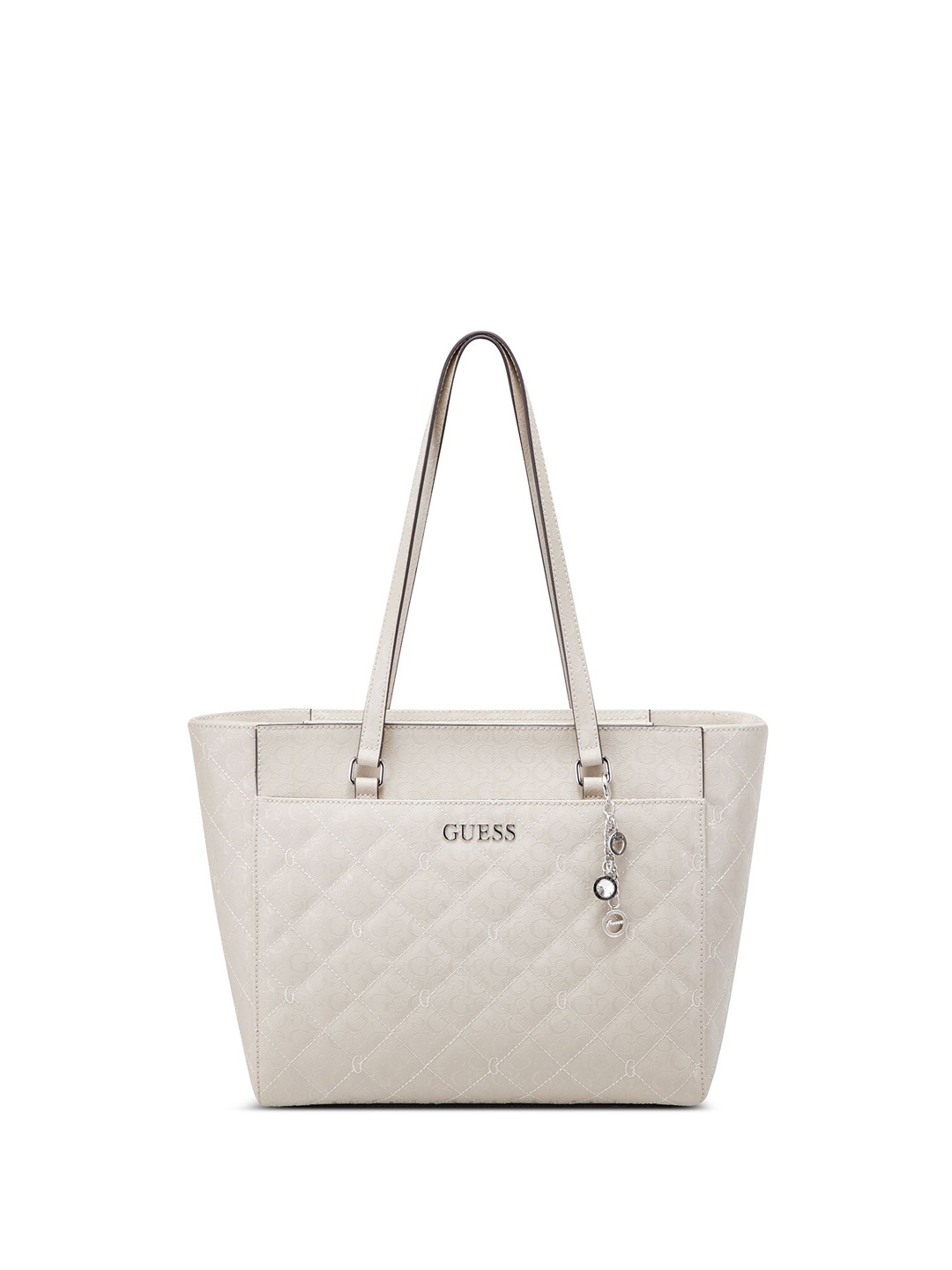 

GUESS Textured Swagger Tote Bag with Quilted, Beige