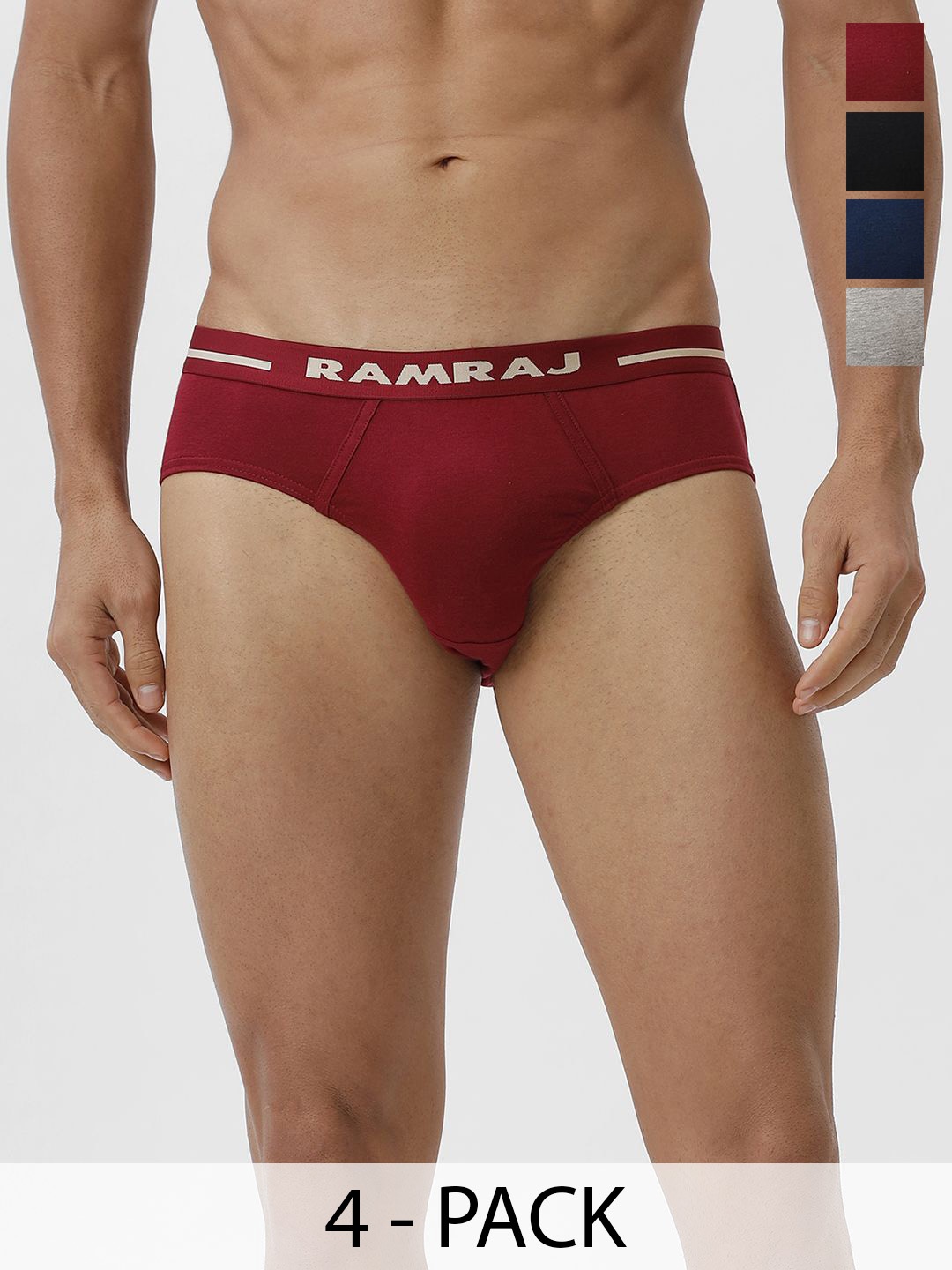 

Ramraj Men Pack of 4 Solid 100% Soft Combed Fine Jersey Outer Elastic Briefs, Blue