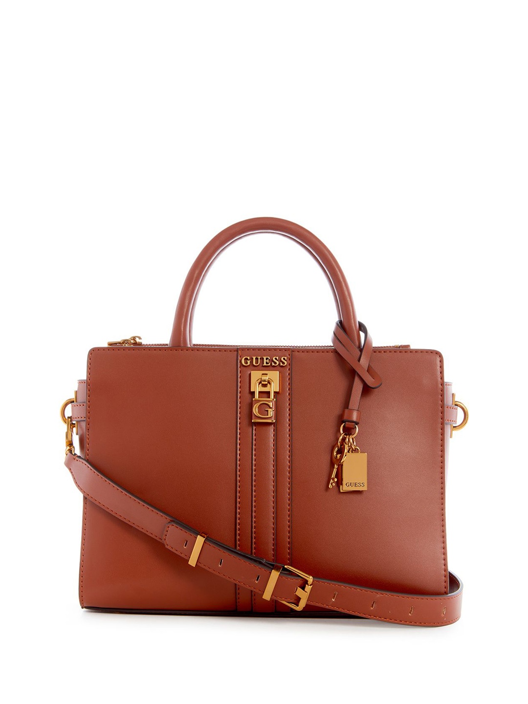 

GUESS PU Structured Satchel, Brown