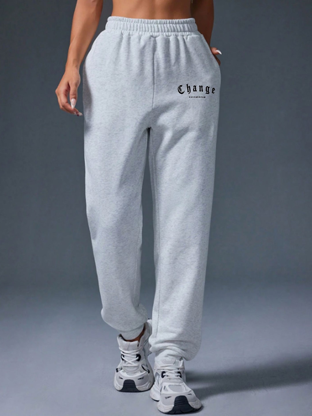 

SAAHASAM Women Regular Fit Cotton Joggers, Grey
